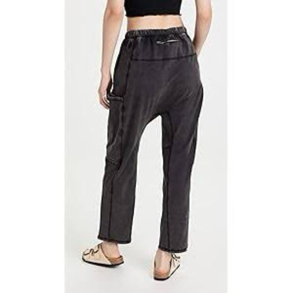 Free People Hot Shot Baggy Utility Knit Pants Washed Black Charcoal Grey M EUC